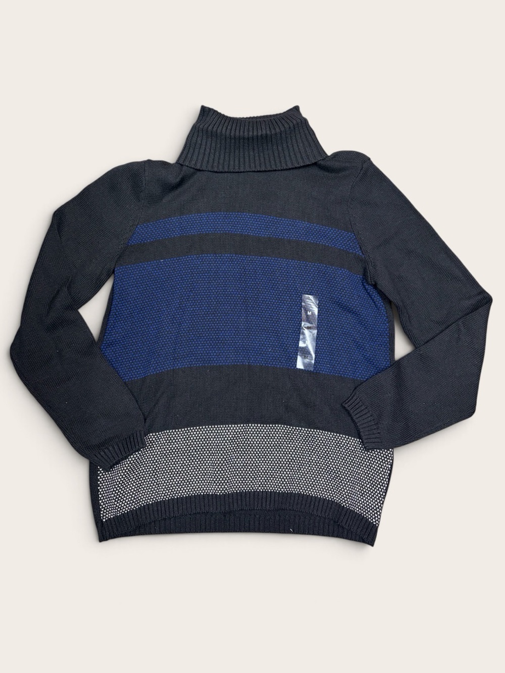 Women’s Karen Scott Black and Blue Turtleneck Sweater